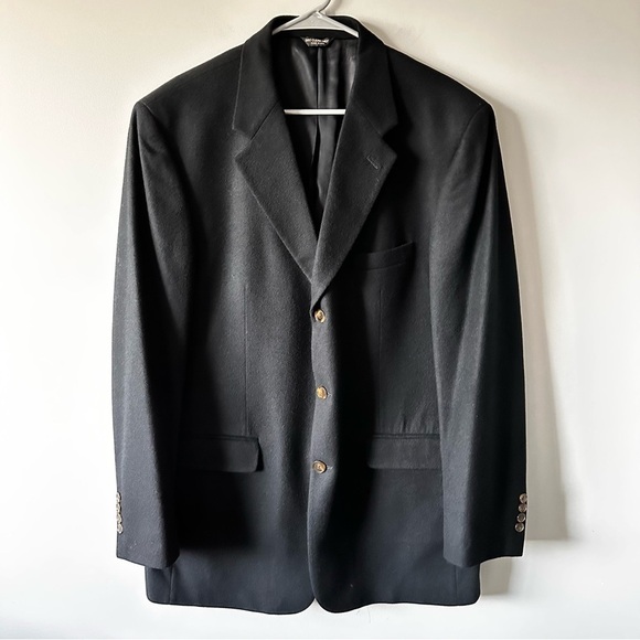 bill blass Other - Bill Blass Blazer Men's 44L Black Single Breasted 3 Button 100% Cashmere